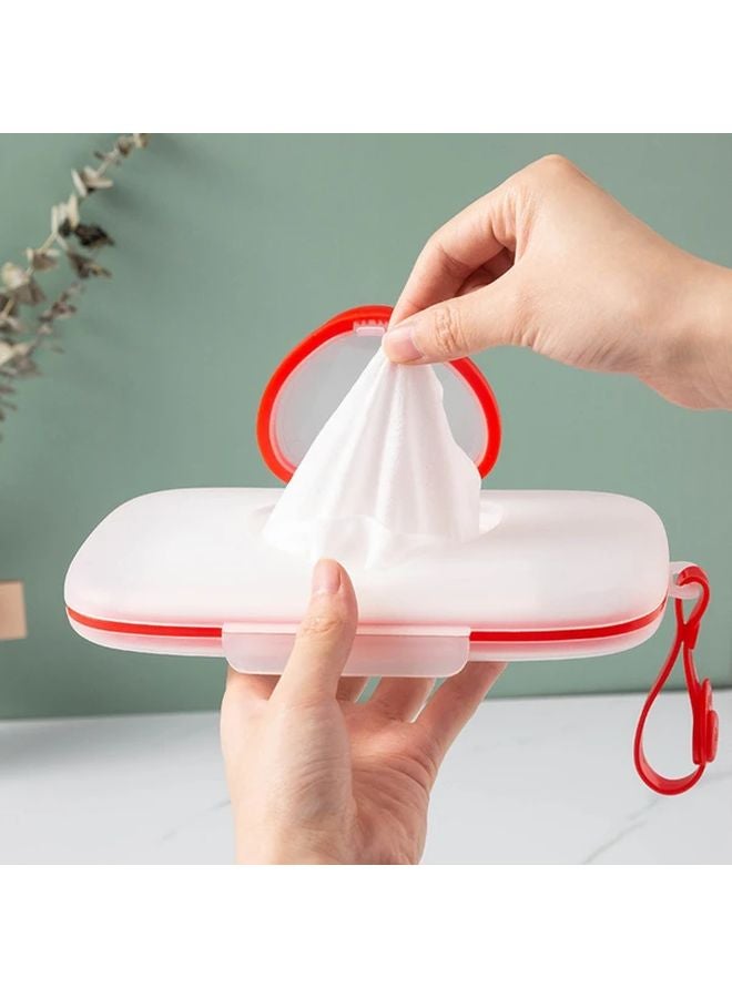 صندوق توزيع المناديل المبللة المحمول الأحمر بغطاء صحي للسفر والمنزل والمكتب - Image 1